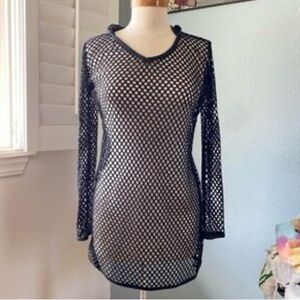 Black Long Sleeve Sheath Coverup